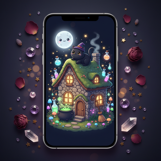 Kawaii Witch's Cottage Wallpaper Product Image