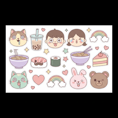 Funny Kawaii Printable Sticker Sheet