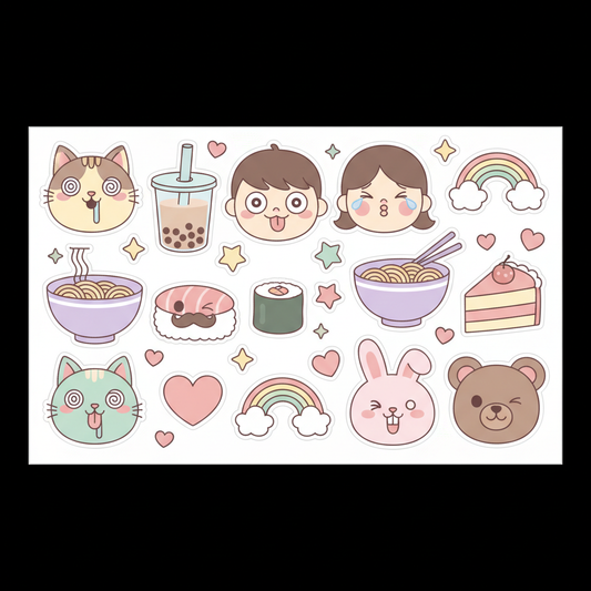 Funny Kawaii Printable Sticker Sheet
