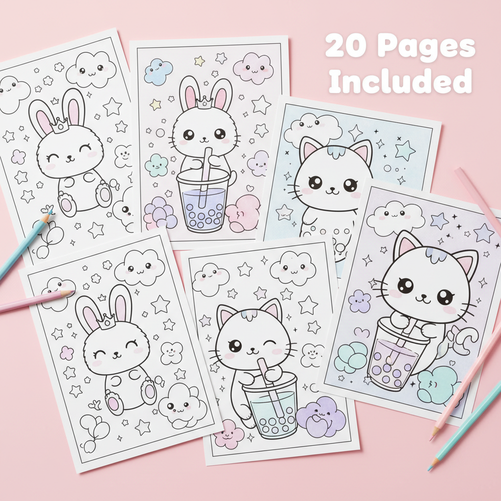 Kawaii Coloring Pages — Printable PDF
