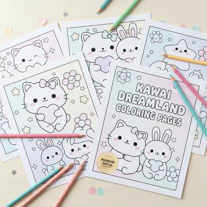 Kawaii Coloring Pages Mockup