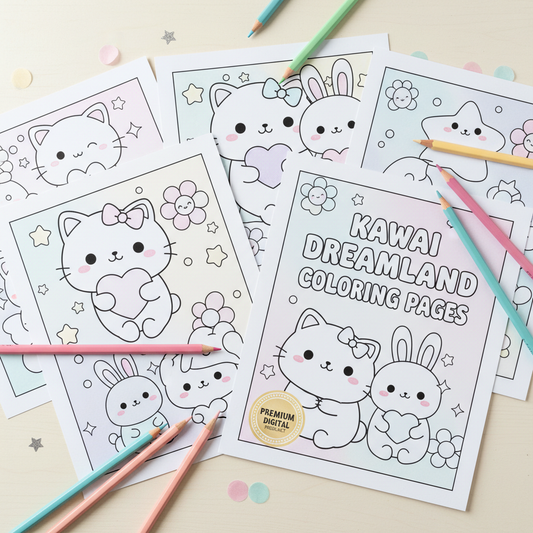 Kawaii Coloring Pages Mockup