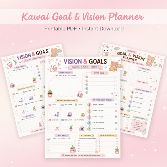 Kawaii Goal & Vision Planner Mockup