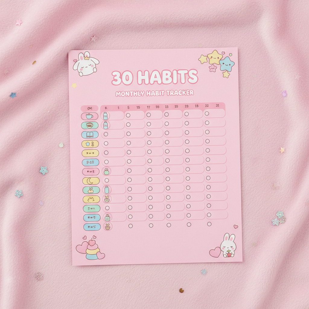 Kawaii Habit Tracker Printable — PDF