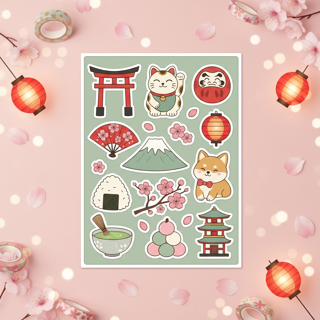 Kawaii Japanese Dreams Sticker Sheet Product Image