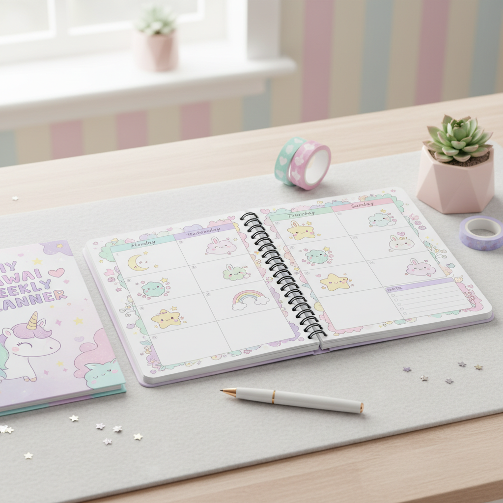 Kawaii Planner Template Mockup