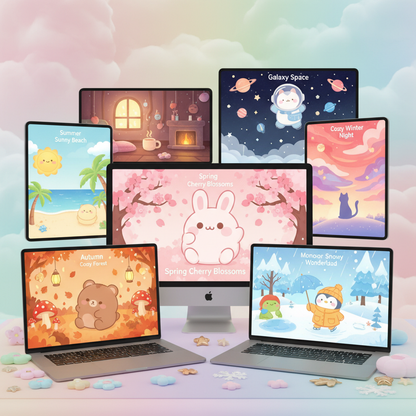 Kawaii Seasonal Wallpaper Pack Mockup