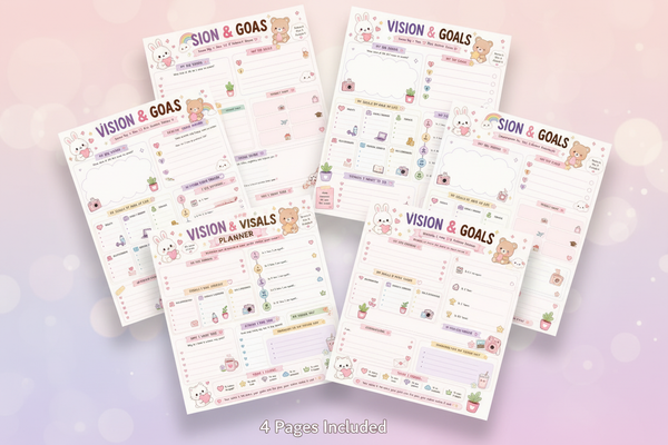 Kawaii Vision & Goals Planner Mockup