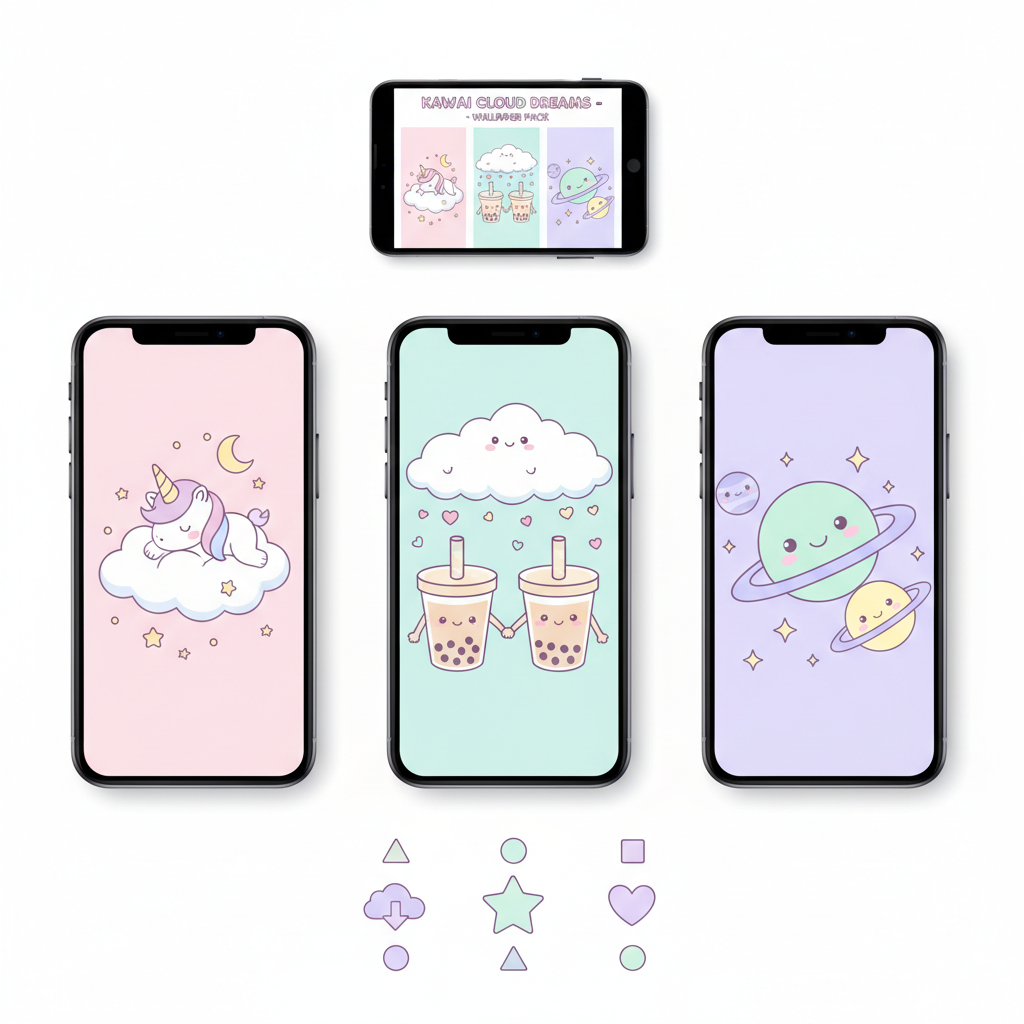 Kawaiista Phone Wallpaper Pack Mockup