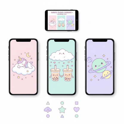 Kawaiista Phone Wallpaper Pack Mockup