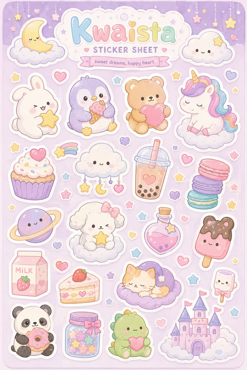Kawaiista Sticker Sheet Mockup 1
