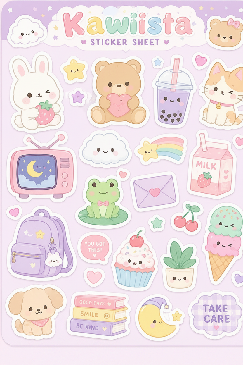 Kawaiista Sticker Sheet Mockup 2